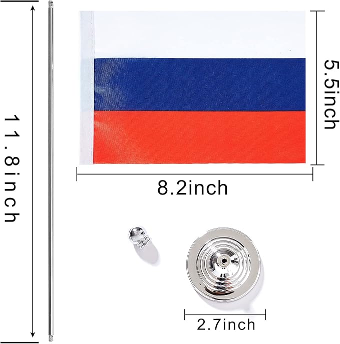 ZXvZYT 2 Pack Russia flag Russians Table Flag Small Mini Russians Desk Flags With Stand Base,International Festival Events Celebration Decorate,Home office Decorations