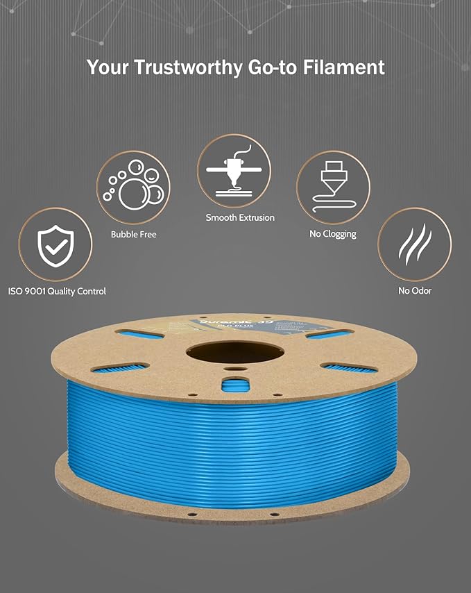 DURAMIC 3D PLA+ Filament 1.75mm 1Kg Electric Blue, PLA Plus Filament 1Kg Spool(2.2lbs) Tougher and Stronger, Dimensional Accuracy Probability +/- 0.02mm