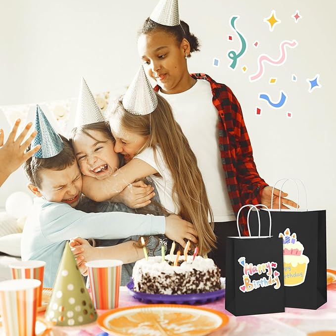 BagDream Black Paper Bags with Handles Bulk 100Pack 10x5x13 Large Gift Bags Kraft Paper Recyclable for Shopping, Merchandise, Retail, Party Favor Gift Sacks