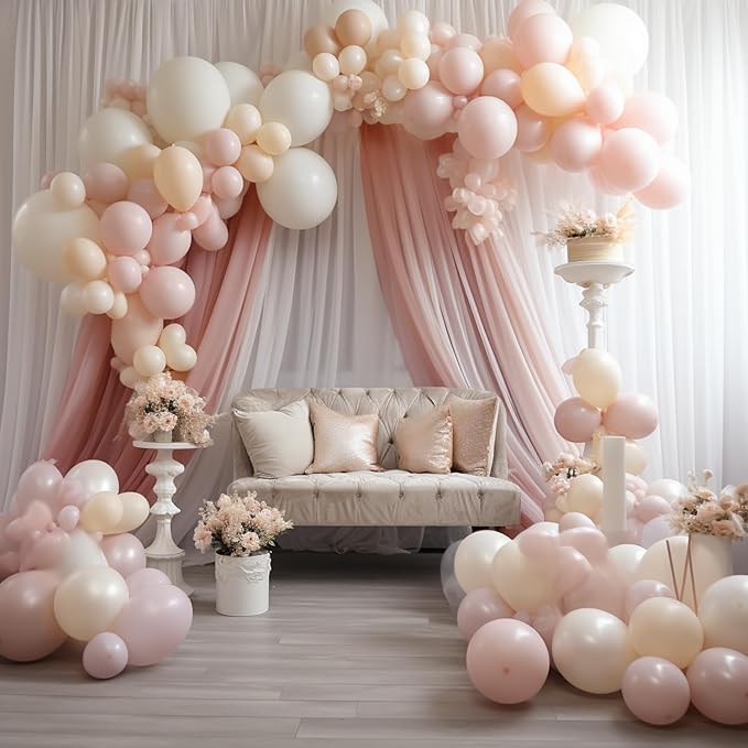 Wokceer Wedding Arch Draping Fabric 2 Panels 28.7" x 20FT Dusty Rose Sheer Fabric Backdrop Arch Draping for Wedding Ceremony Birthday Party Bridal Shower Decoration