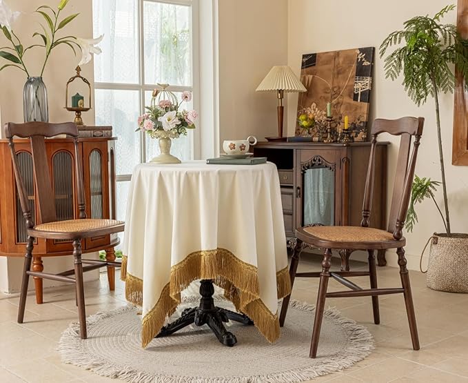 F-CHU Small Square Tablecloth 36 x 36 Inch Velvet Tablecloths Solid White Small Round Table Cover for Nightstand End Bedside Table Tabletop Decoration，White Tablecloth