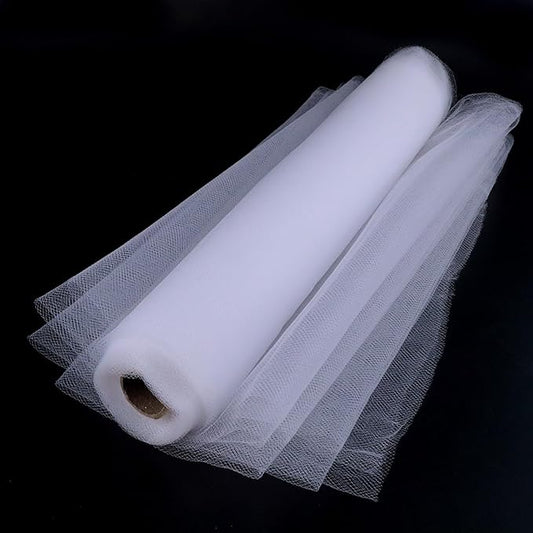 White Tulle Fabric 54 inch x 10 Yards Draping Mesh Tulle Bolt for Wedding, Party Decorations, Garden Netting, Table Runner, Craft Supplies