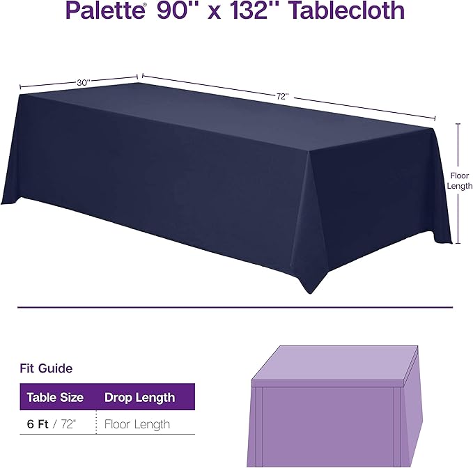 Gee Di Moda Ivory Rectangle Tablecloth - 90 x 132 Inch, Polyester, Wrinkle & Stain Resistant, Perfect for 6 Foot Table, Buffet, Parties & More