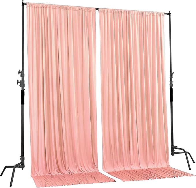 AK TRADING CO. Polyester Backdrop Drapes Curtains Panels with Rod Pockets - Wedding Ceremony Party Home Window Decorations - Peach, 5 ft x 10 ft