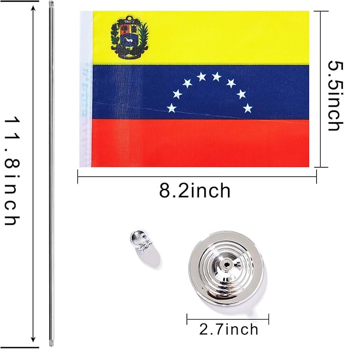 ZXvZYT 2 Pack Venezuela flag Venezuelans Table Flag Small Mini Venezuelans Desk Flags With Stand Base,International Festival Events Celebration Decorate,Home office Decorations