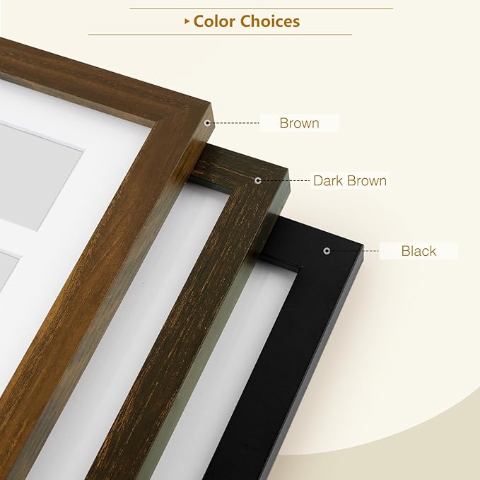 Golden State Art Photo Booth Picture Frame - 8.5x11 Frame with White Mat for 4 2X6 Film Strip Picture Display - Solid Wood with Tempered Glass - Dark Brown (1 Pack)