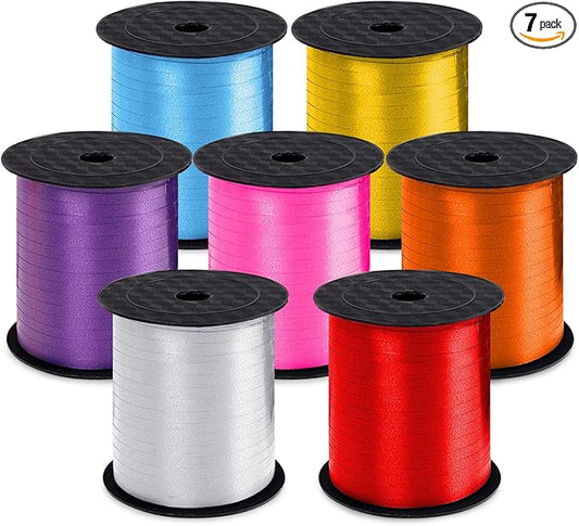 7 Pack Curling Ribbon - 1750 Yards Crimped Balloon Ribbon - Gift Wrap & Crafts (Colorful) For Mothers Day, Birthday, Wedding, Party Decoration
