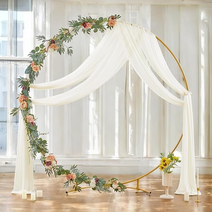 MDS Halloween Chiffon Draping Fabric - 1 Panel, 30" Wide x 75ft Long - Sheer Spooky Arbor & Canopy Drapery for Haunted House Backdrops, Party Ceilings, DIY Costumes & Themed Events - Ivory