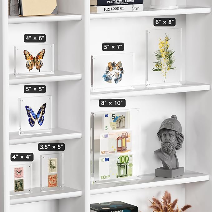 6x8 Acrylic Picture Frame 3 Pack, Clear Freestanding Double Sided Frameless Magnetic Photo Frames, Desktop Display Decor Gift