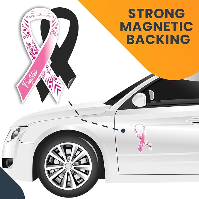 Magnet Me Up Breast Cancer Pink Mandala Fighter Ribbon Magnet Decal, 3.5x7 Inches, Automotive Magnet for Car Truck SUV, Any Magnetic Surface, Gift of Empathy, Encourage Bravery, Crafted in USA