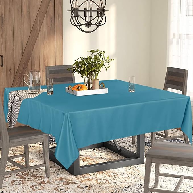 Fitable Rectangle Tablecloth Stain and Wrinkle Resistant Washable Polyester Table Cloth for Buffet Parties and Camping (54x78 inch, Teal)