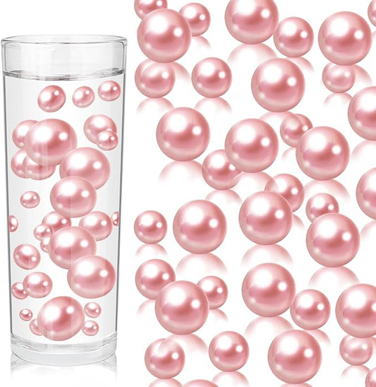 100PCS Dark Pink Faux Pearls Beads for Centerpiece Vases, Vase Filler Faux Pearls, No Holes Filler Beads for Party Anniversary Birthday Wedding Table Decor, 14/20/30mm