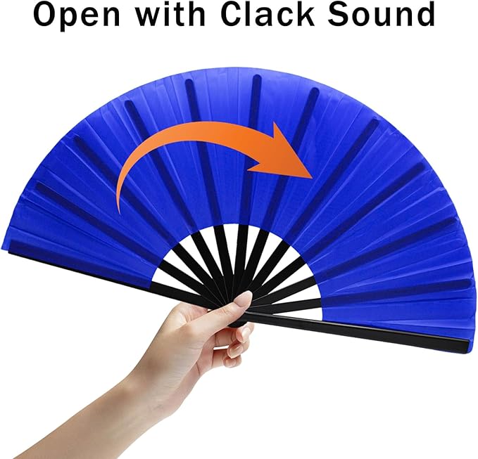 13inch Large Rave Fan Popping Clacking Fans for Line Dancing,Hand Fans for Women Foldable,Boots on The Ground Fan,Portable for Outdoor,Wedding,Party,Decoration (Four Colors)