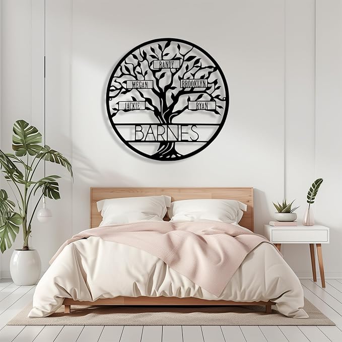 Personalized Tree of Life Metal Sign Wall Art Decor, Custom Wedding Gifts for Couples, Custom Family Name Sign, Christmas Valentine's Day Housewarming Gifts