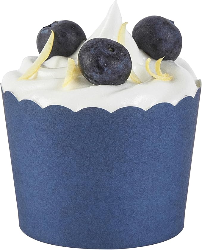 Panificio 3 Ounce Cupcake Wrappers, 200 Scalloped Baking Cups - Oven-Ready, Greaseproof, Midnight Blue Paper Cupcake Liners, Disposable, For Birthdays, Baby Showers, Or Weddings - Restaurantware