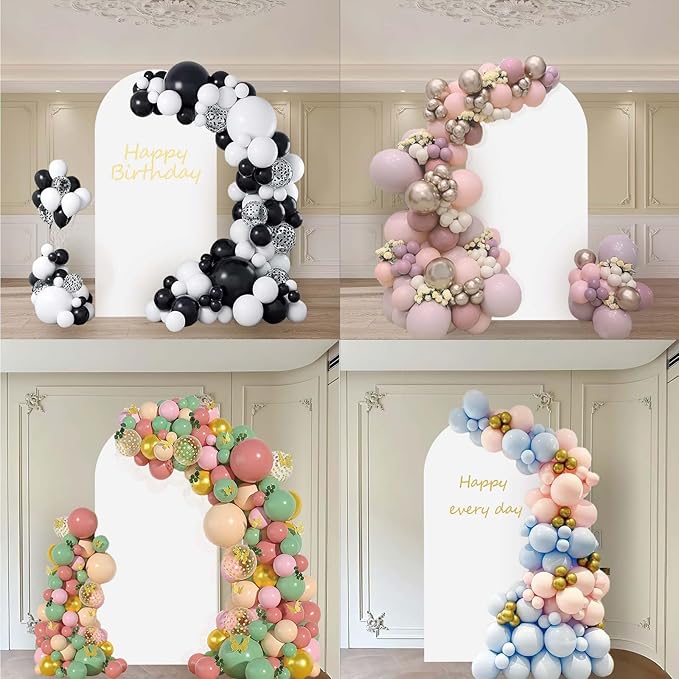 7.2FT Wedding Arch Backdrop Stand and White Arch Cover, White Spandex Fitted Backdrop Cover and Gold Wedding Arch Frame for Birthday Party Wedding Ceremony Bridal Baby Shower, Parties Decoration.