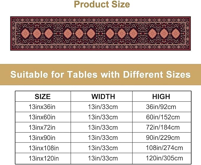 Vintage Boho Aztec Table Runner, Rustic Farmhouse Magical Kitchen Dining Home Party Table Decor 13x72in