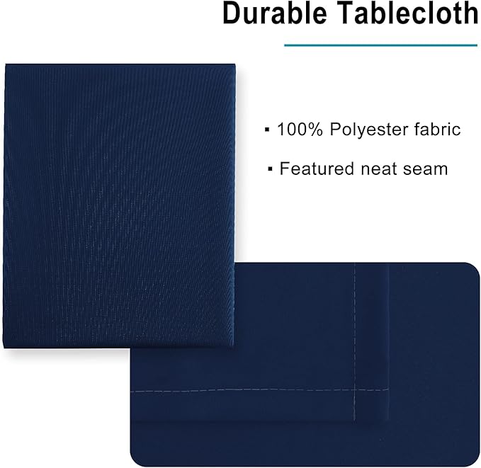 Hiasan Waterproof Tablecloth Rectangle - Washable Fabric Table Cloth for Dining Room Kitchen Birthday Party and Outdoor Use, Navy Blue, 54 x 80 Inch