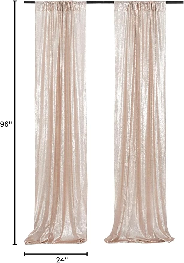 Poise3EHome Champagne Sequin Backdrop Curtains,4 Panels 2FTx8FT Glitter Background for Party Birthday Party Baby Shower Wedding Christmas Thanksgiving Holiday Festival Decor