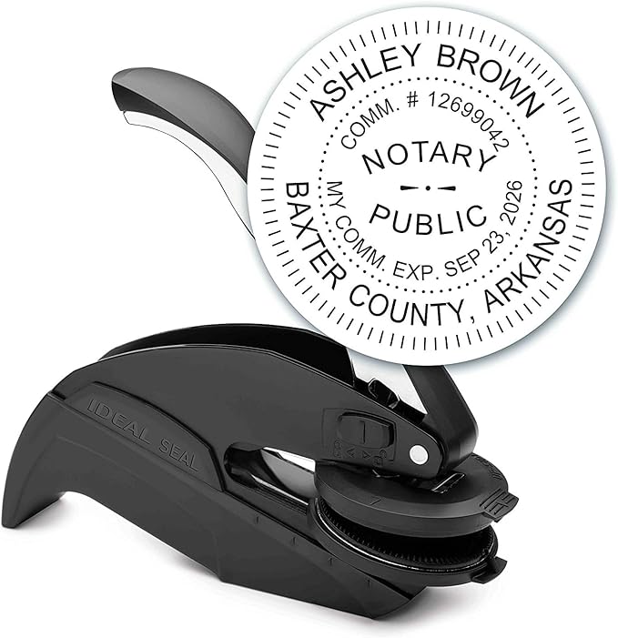 MaxMark Notary Seal Round Embosser for Arkansas State - Includes Gold Burst Seal Labels (50 Count)