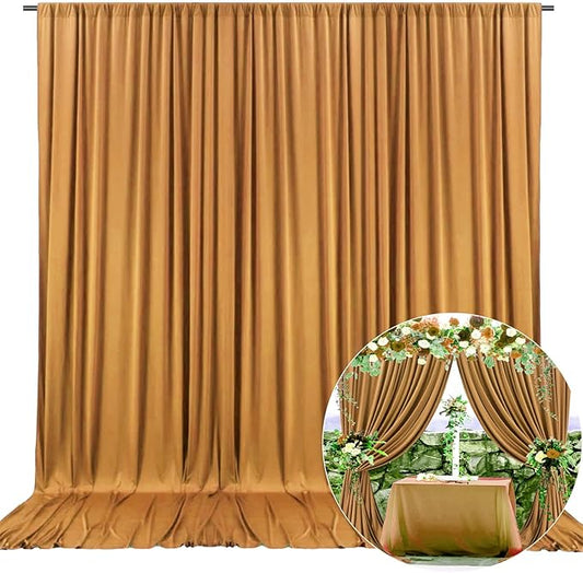 10 x 7 Feet Brown Backdrop Curtain for Partie, Background Curtains for Photoshoot, Birthday, Wedding, Halloween, Thanksgiving, Christmas Day, New Year Party Decorations 5Ft x 7Ft, 2 Panels