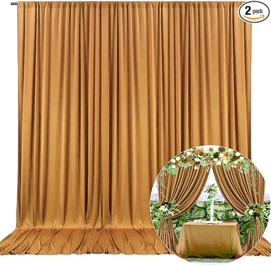 10 x 10 Feet Brown Backdrop Curtain for Partie, Background Curtains for Photoshoot, Birthday, Wedding, Halloween, Thanksgiving, Christmas Day, New Year Party Decorations 5Ft x 10Ft, 2 Panels