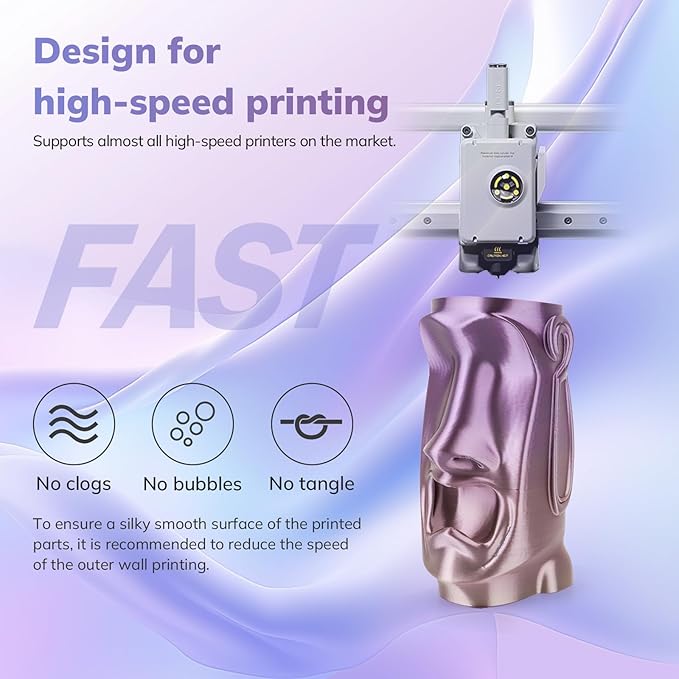 AMOLEN Silk PLA 3D Printer Filament, Shiny Multicolor Kingfisher Rainbow PLA Filament 1.75mm, Gradient Color Change PLA 3D Printing Filament for Most FDM 3D Printer, Blue Purple Yellow, 1kg (2.2lbs)