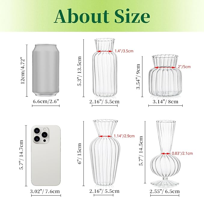 Mini Glass Vases for Centerpieces - Hewory Small Clear Bud Vase in Bulk, Cute Flower Vases Set for Wedding, Home Decoration, Table Decor (Clear, 16)