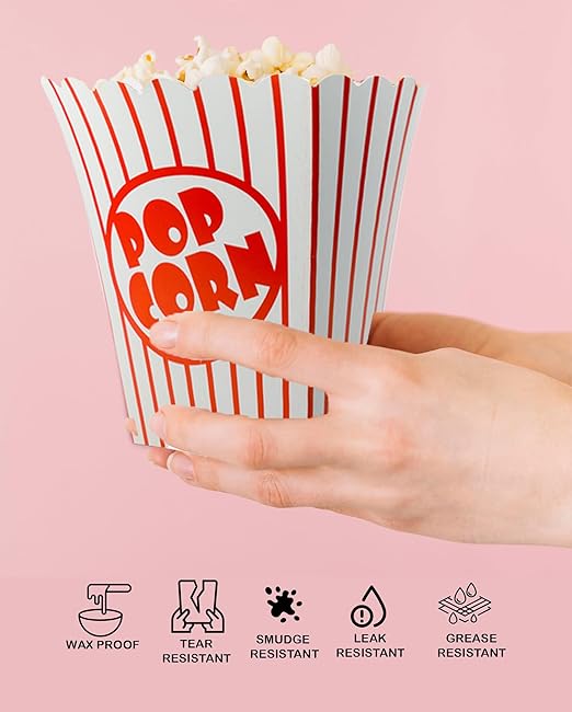 125 Pack Popcorn Boxes Movie Night Popcorn Bags for Party Red and White Popcorn Bags for Popcorn Vintage Snack Box Concession and Carnival Party Supplies, Individual Popcorn Bucket Containers (125)