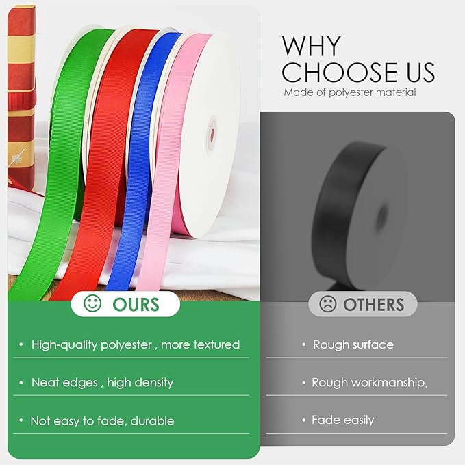 100 Yards 1.5 inch Grosgrain Ribbon, Solid Color Fabric Ribbon Perfect for Gift Wrapping, Wedding, Handmade Bows, Floral Bouquets and Party Decoration(Green)
