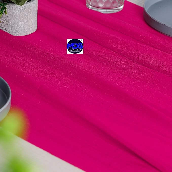 MDS Halloween Chiffon Table Runner - 12 Pack, 29 x 170 Inches, 14ft Each - Sheer Spooky Table Runners for Haunted House Parties, Trick-or-Treat Tables, Witchy Décor, Wedding & Events - Hot Pink