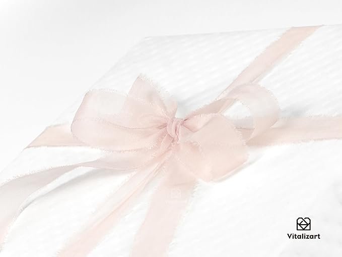 Vitalizart Pink Organza Ribbon Frayed Sheer Organza 3/8" Silk Like Ribbons for Valentines Day Gift Wrapping Craft Flower Bouquet Wedding Invitations Mesh Fabric Blush Light Pink 15 Yards