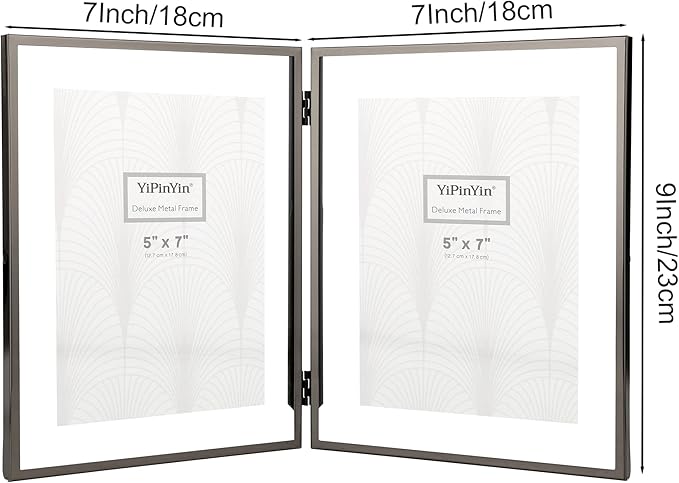 7x9'' Double Floating Frame Black For Photo Sizes 3.5x5'',4x 6'', 5x7'',6x8''For Tabletop/Shelf Photo Frame,Gift for Wedding,Thanksgiving,Christmas,Birthady,Home or Office Decor.