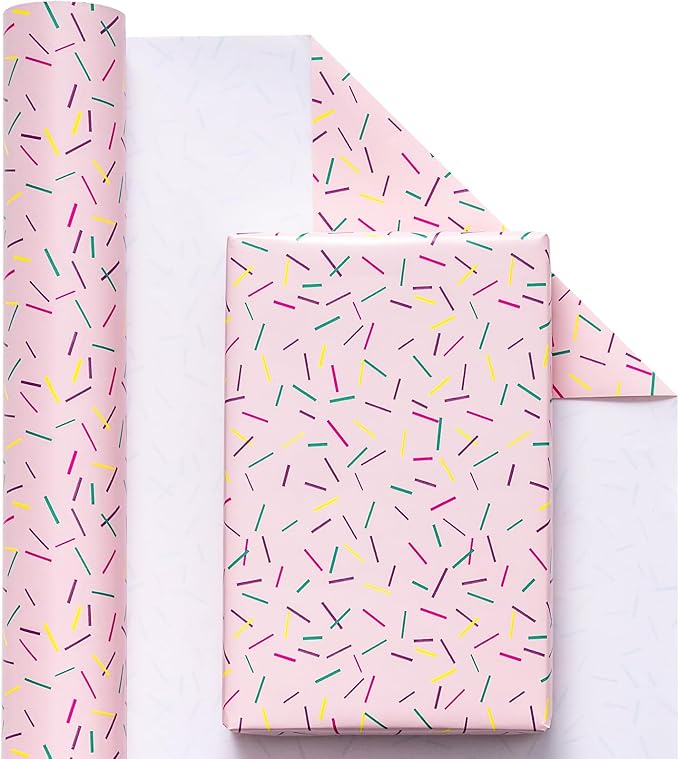 WRAPAHOLIC Wrapping Paper Roll - Mini Roll - 17 Inch x 33 Feet - Colorful Line Segment Print Design for Birthday, Party, Baby Shower