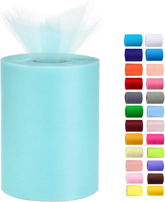Tulle Rolls 6” by 100 Yards (300 feet) Tulle Roll Spool Fabric for DIY Tutu Skirts Wedding Baby Shower Crafts Decorations Party Supplies(New Turquoise)