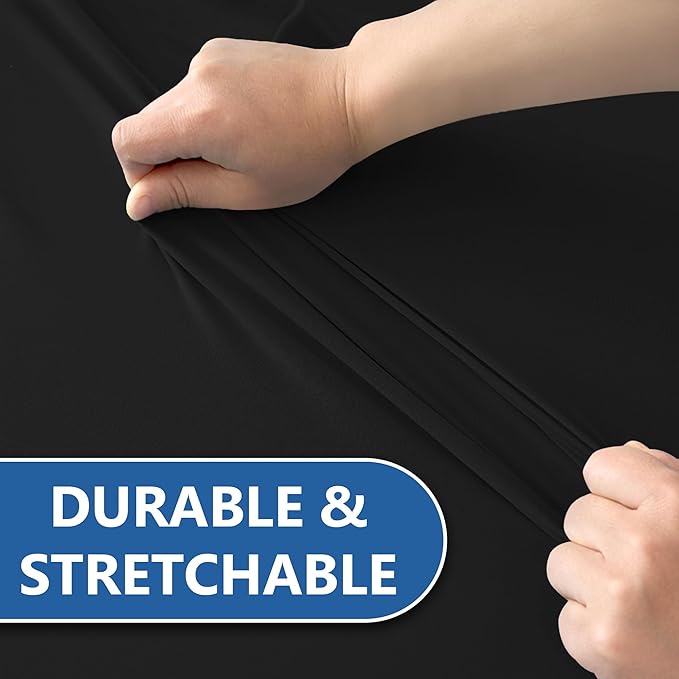 Table Cloths for 6 Foot Rectangle Tables-8 Pack Black Fitted Stretch Table Cover-Spandex Elastic 6ft Folding Tablecloth for Party Vendor Booth Display Banquet Buffet Event Craft Trade Show