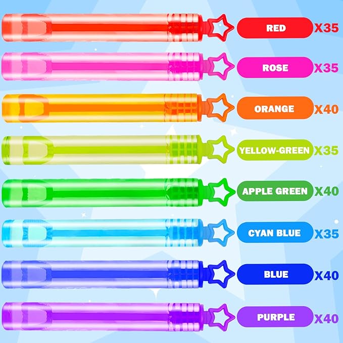 300 Pack Mini Bubble Wands for Kids, Bulk Rainbow Party Favors & Goodie Bag Stuffers Fillers for Toddlers, Prize Box Toys for Halloween Classroom Rewards, Bulk Gifts for Wedding, Pinata, Carnival