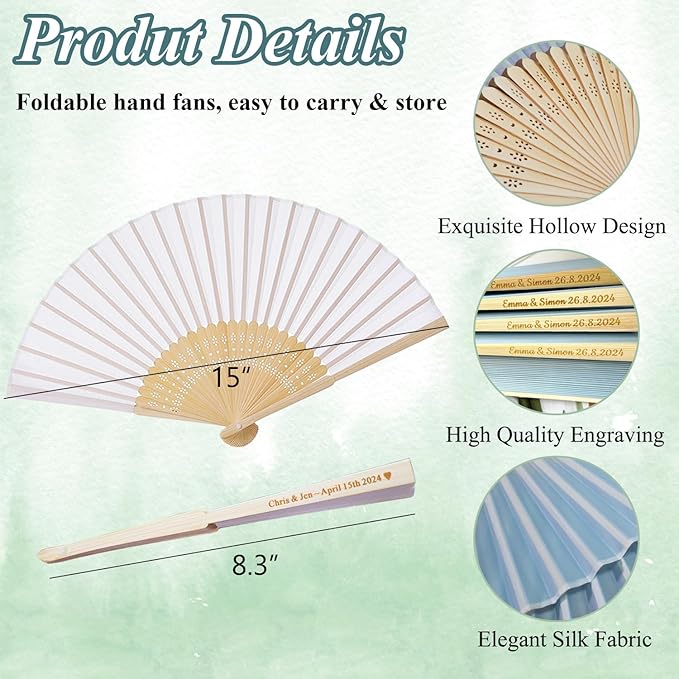 20pcs Personalized Purple Folded Hand Fans, Custom Folding Hand Fans for Wedding Guests, Wedding Gift Party Favors Church Fans Handheld, Birthday Party Supplies Bridal Shower Gifts