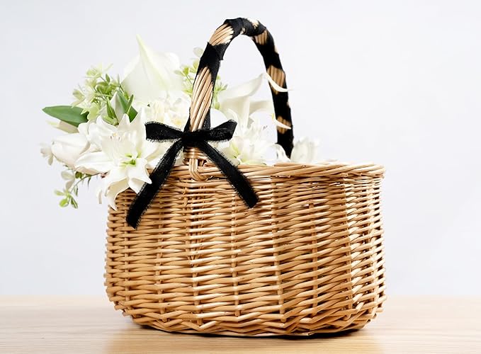 Black Ribbon 5/8" x 21 Yards with Frayed Fringe Fabric Cotton Ribbons for Gift Wrapping Wedding Invitations Flower Bouquet Baby Shower