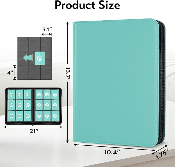 Card Binder 9 Pocket for 360 Cards - Premium Trading Card Binder with Sleeves Protection, Side Loading Collection for TCG, MTG, YGO, One Piece Collectible Cards (Blue)