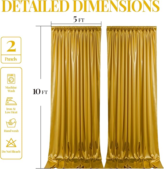 10x10 ft Dark Gold Glitter Backdrop Curtain for Parties, Wrinkle Free Glitter Photo Backdrop Drapes 2 Panels 5x10FT Shimmer Back Drop Cloth for Wedding Birthday Christmas Photography Background Decor