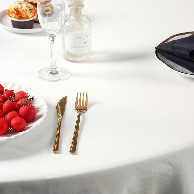 120 inch Round Tablecloth Washable Polyester Table Cloth Decorative Table Cover for Wedding Party Dining Banquet（12 Pack 120 inch,Ivory）