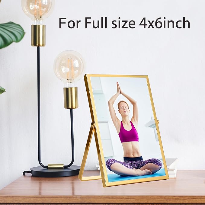 4x6'' Gold Floating Frame Set of 2, For Photo Sizes (2x3'', 3.5x 5''), Plated Metal Frames for Tabletop/Shelf Display, Wedding, Christmas,Birthady, Home or Office Decoration Frames Silver.