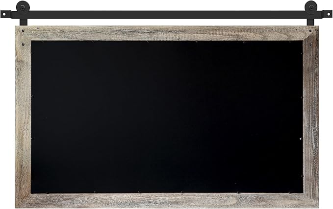 COGOOD Farmhouse Barn Door Mirror - 41" x 26" Rustic Wood Framed Wall Mirror for Bathroom, Living Room, Entryway Wall Decor (Yellow White)
