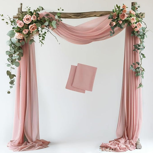 Wokceer Wedding Arch Draping Fabric 2 Panels 28.7" x 20FT Dusty Rose Sheer Fabric Backdrop Arch Draping for Wedding Ceremony Birthday Party Bridal Shower Decoration