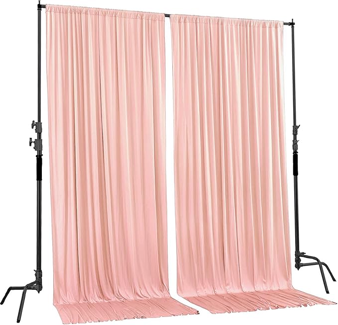 AK TRADING CO. 10 feet x 10 feet Polyester Backdrop Drapes Curtains Panels with Rod Pockets - Wedding Ceremony Party Home Window Decorations - Blush Pink (DRAPE-5x10-BLUSH)