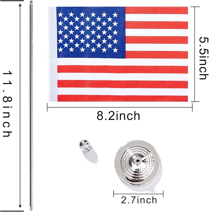 ZXvZYT 2 Pack US flag USA Table Flag Small Mini United States Desk Flag With Stand Base,for 4th of July Party Veteran's Day Decorations,Home office Decorations