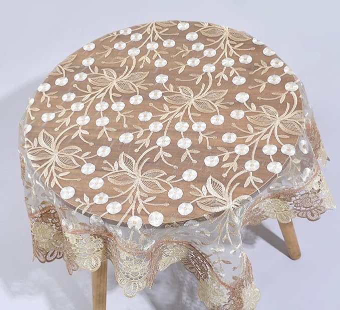 vctops Damask Lace Patchwork Tablecloth Luxury Square Small Table Cover Elegant Floral Embroidered Lace Table Cloth for Party Kitchen Dinning Picnic Decoration (Type H,32"x32")