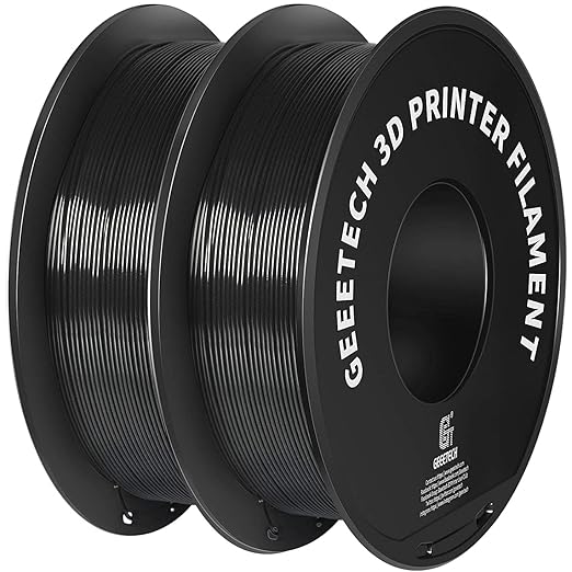 Geeetech 3D Printer Filament, PLA Filament 1.75mm Bundle 2kg for 3D Printer, Dimensional Accuracy +/- 0.02 mm (Black 2-Pack)
