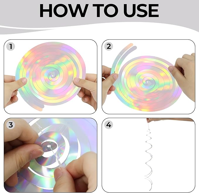 24 PCS Iridescent Hanging Swirl, Shinny Holographic Ceiling Decorations, Plastic Streamer Party Decorations with Double-Swirls and Single-Swirls for Birthday Decorations, Wedding, Baby Shower